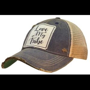 Distressed Trucker Hat “Love My Tribe”